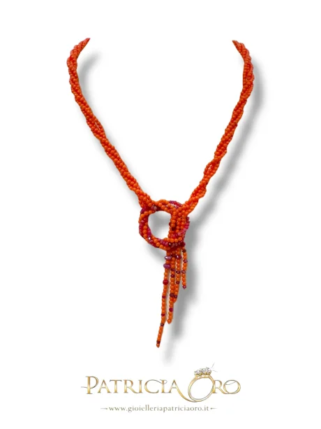 Collana donna in corallo Sciacca e radice di rubino