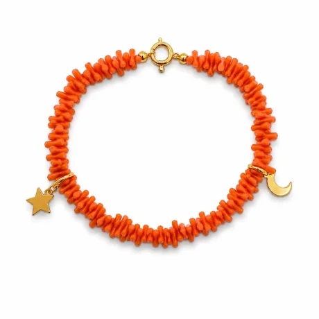 Bracciale Donna in Corallo Sciacca con Ciondoli Portafortuna in Argento 925