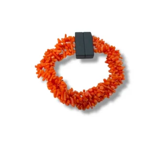 Bracciale donna con corallo sciacca, chiusura in ebano