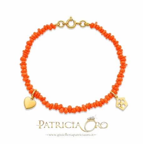 Bracciale in Corallo Sciacca con Ciondoli Portafortuna Argento 925
