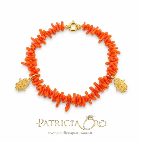 Bracciale Donna in Corallo Sciacca con Ciondoli Portafortuna