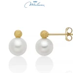 Orecchini Miluna con perle vere in oro giallo satinato