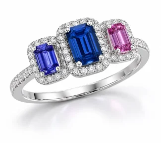 Anello donna trilogy con zaffiro e diamanti