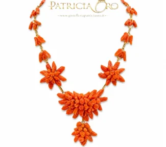 Collana corallo sciacca, frutta e fiori