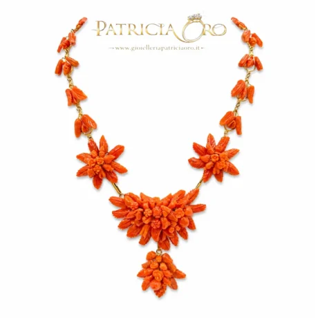 Collana con corallo Frutta e fiori