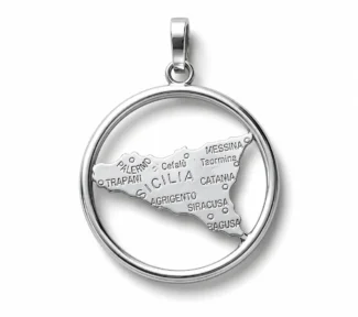 Ciondolo Sicilia in oro bianco 18kt - gioiello artigianale