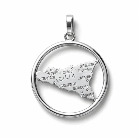 Ciondolo Sicilia in Oro Bianco 18kt