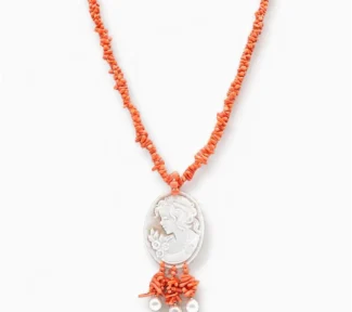 Collana donna con corallo naturale e cammeo