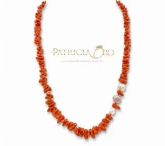 collana con corallo e perle multicolor