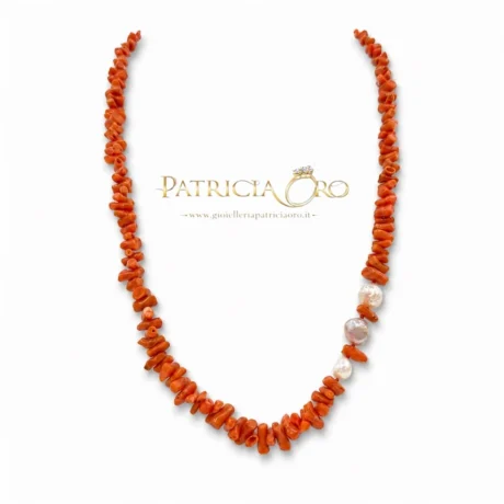 Collana donna con Corallo Sciacca e perle