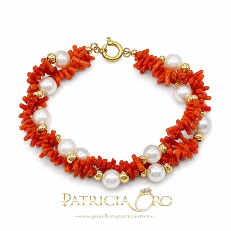 Bracciale 2 Fili Corallo Sciacca e Perle FW