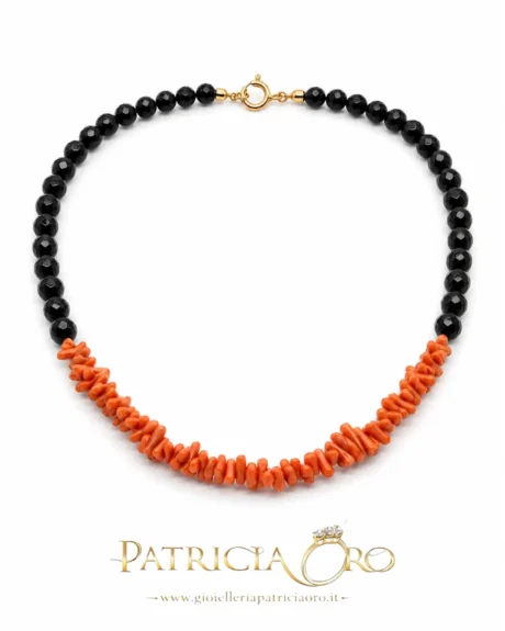 Collana Corallo Sciacca e Onice in Argento 925