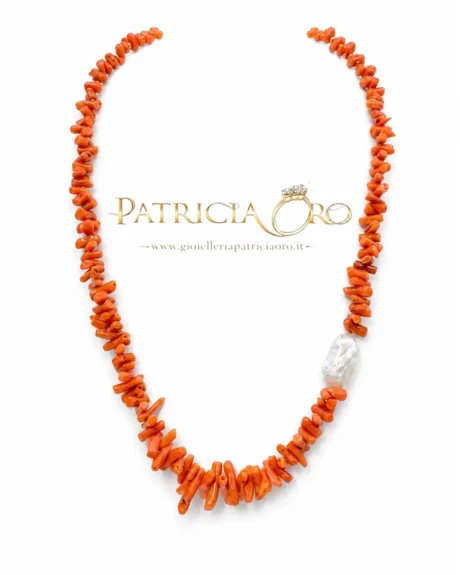 Collana donna con Corallo Sciacca e perle