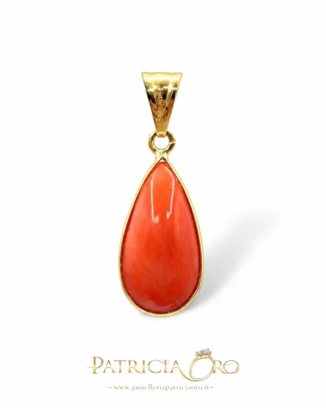 Ciondolo Goccia Corallo Sciacca in Oro 750%