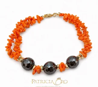 Bracciale 2 Fili Corallo Sciacca e ematite