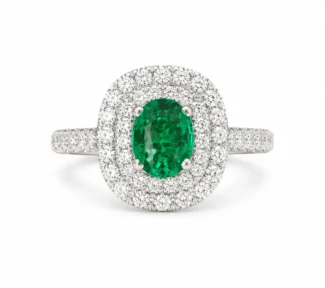 Anello con smeraldo e diamanti in oro bianco 18k Davite & Delucchi