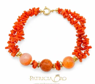 Bracciale corallo sciacca e agata arancio