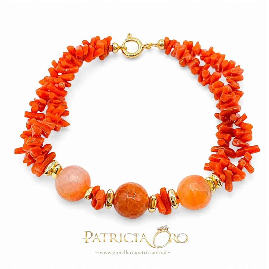 Bracciale corallo sciacca e agata arancio Bracciale corallo sciacca e agata arancio