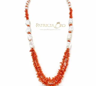 Collana corallo Sciacca e perle