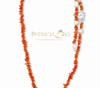 collana con corallo e perle barocche
