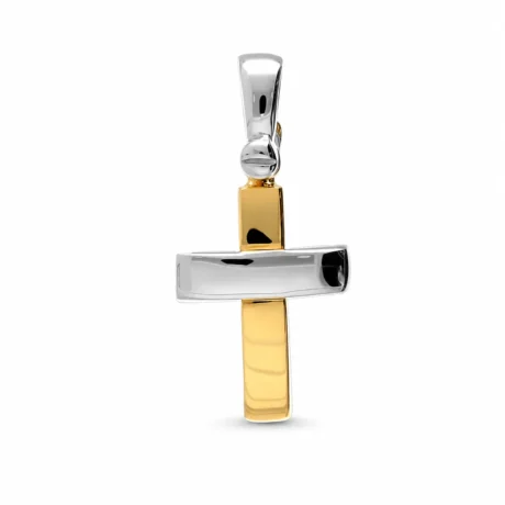 Ciondolo Croce Oro Giallo e Bianco 750