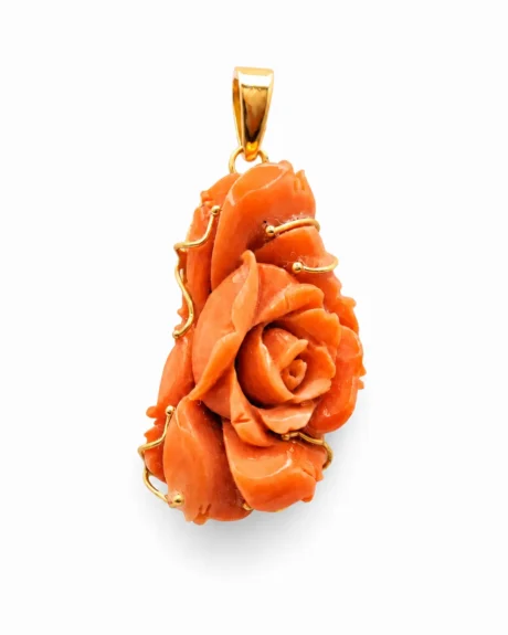 Ciondolo Rosa Corallo Sciacca in Oro 750