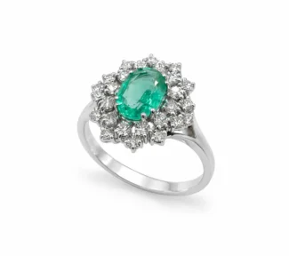 Anello smeraldo diamanti in oro bianco 18kt Davite e Delucchi