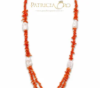 Collana corallo Sciacca e perle