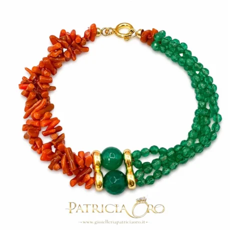 Bracciale Corallo Sciacca e Agata Verde