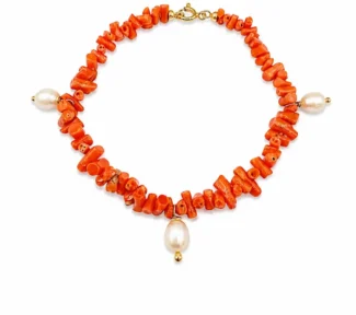 Bracciale corallo Sciacca perle argento 925