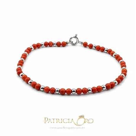 Bracciale Corallo Sciacca Sfere Argento 925