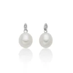 Orecchini Miluna perle diamanti oro bianco 375
