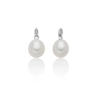 Orecchini Miluna perle diamanti oro bianco 375