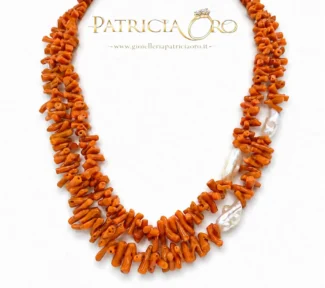 collana con corallo e perle barocche