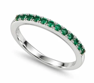 Anello Veretta con Smeraldo in Oro Bianco 18kt