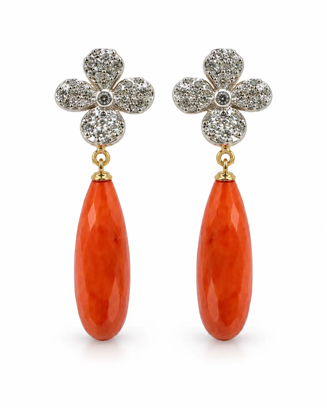 Orecchini stile antico e Corallo Sciacca con Rose Coronè in Oro Orecchini stile antico e Corallo Sciacca con Rose Coronè in Oro