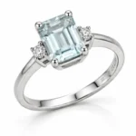 Anello con Acqua Marina e diamanti in Oro Bianco 18kt