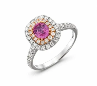 Anello donna con zaffiro rosa e diamanti Davite Delucchi oro bianco 18kt