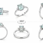 Anello con Acqua Marina e diamanti in Oro Bianco 18kt