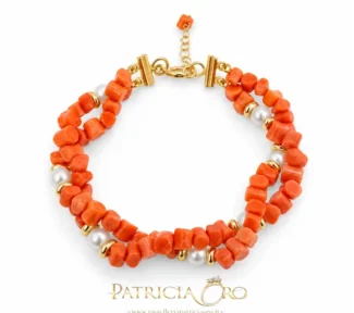 Bracciale donna con corallo sciacca ematite e perle sferiche