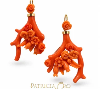 Orecchini donna corallo naturale oro rami fiori Patricia Oro