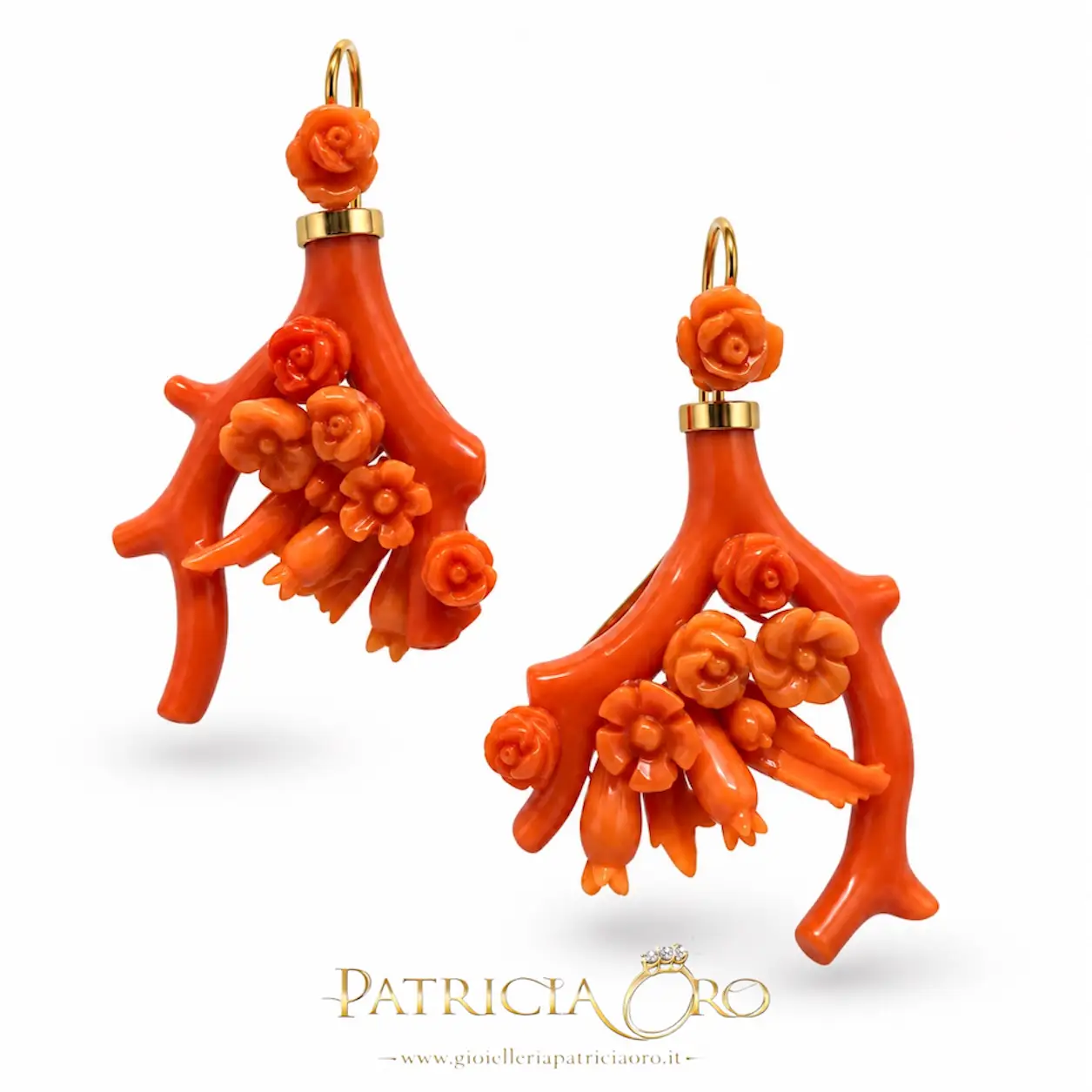 Orecchini in Corallo Naturale Patricia Oro Creations | Gioielleria Patricia Oro Orecchini donna corallo naturale oro rami fiori Patricia Oro