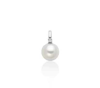 Pendente miluna con diamanti e perla in oro 18kt