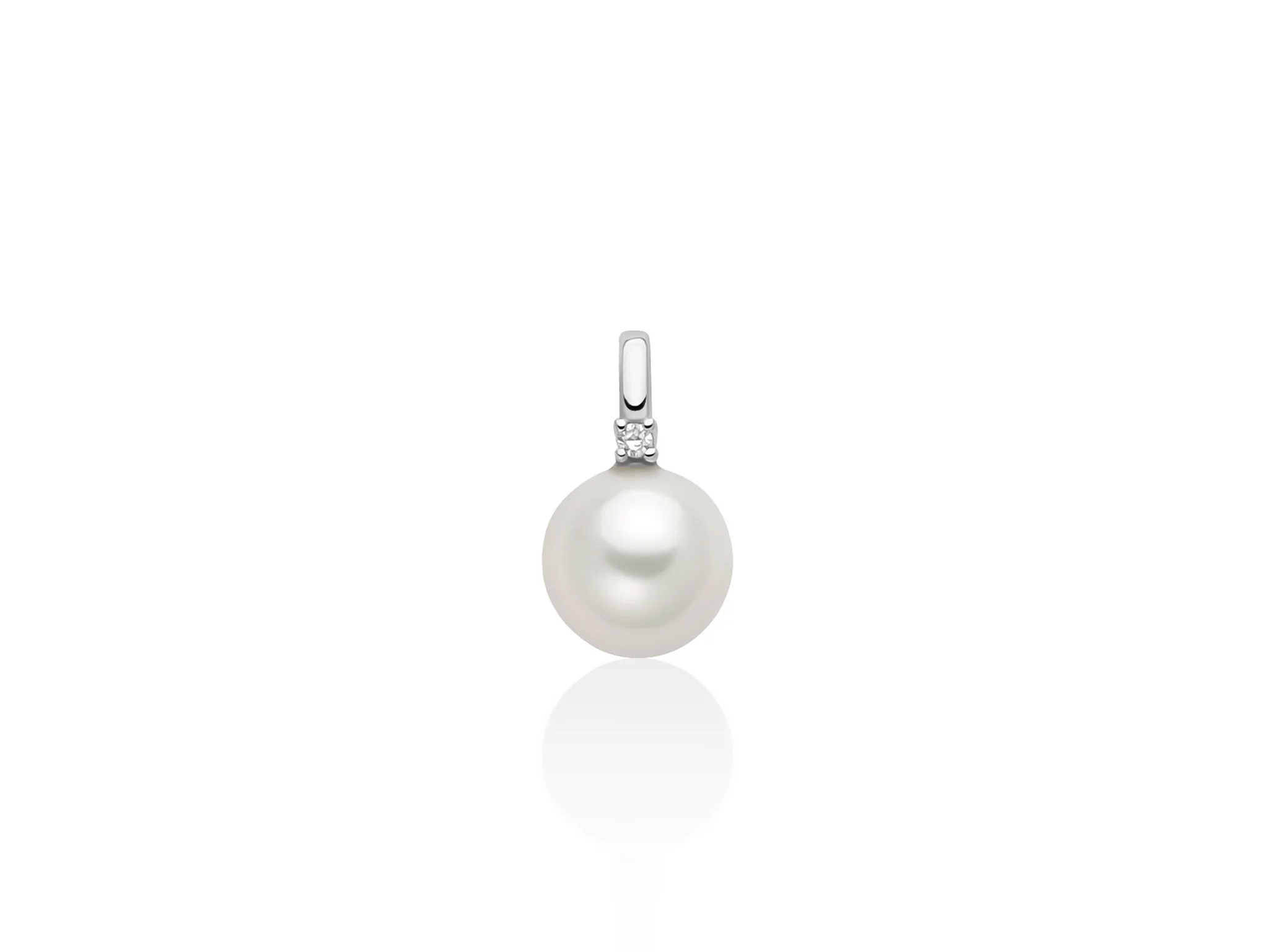 Pendente miluna con diamanti e perla in oro 18kt