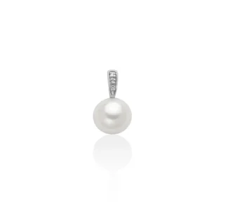 Pendente miluna con diamanti e perla in oro 18kt