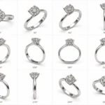 Anello donna stile solitario in oro bianco 18 kt con diamanti