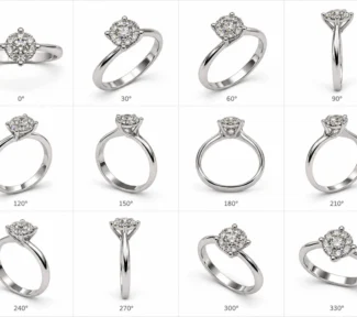 Anello donna stile solitario in oro bianco 18 kt con diamanti