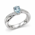 Anello donna con AcquaMarina e diamanti in Oro Bianco 18kt