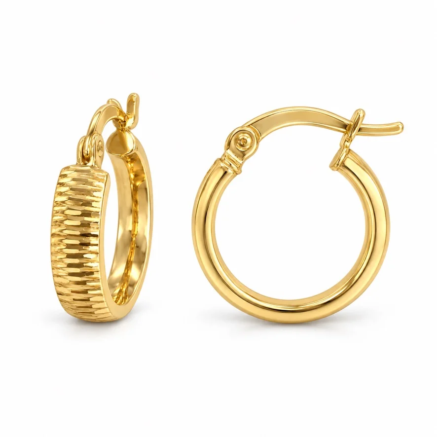 Orecchini a cerchio diamantati in oro giallo 18 kt