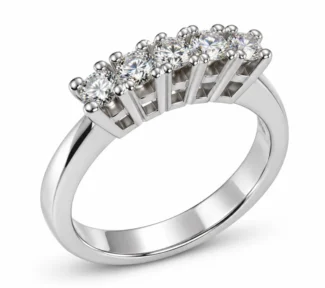 Anello veretta donna in oro bianco con 5 diamanti